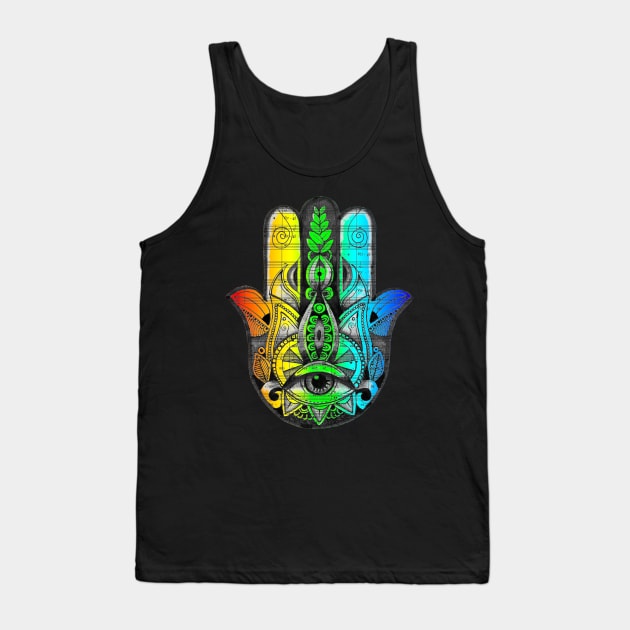 LGBT Hamsa Hand Yoga Tattoo Design Tank Top by Squidoodle